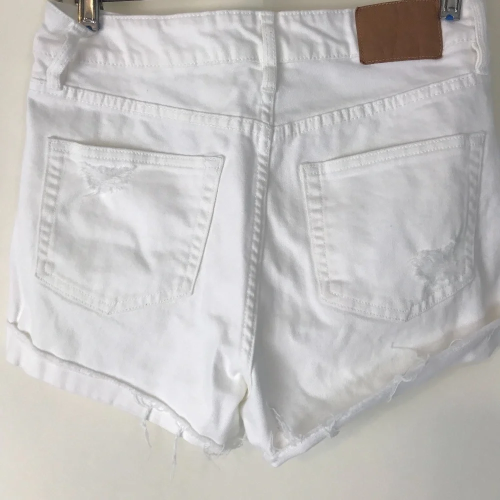 High Rise White denim raw edge cutoff shorts size6